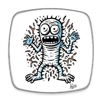 Pop Art : Monstre momie de dessin animé effrayé - Magnet carré - blanc - Devant
