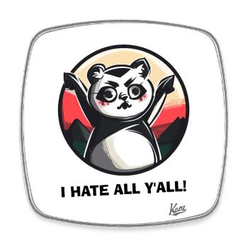 Panda mignon en colère : Je déteste tous les humains - Magnet carré - blanc - Devant