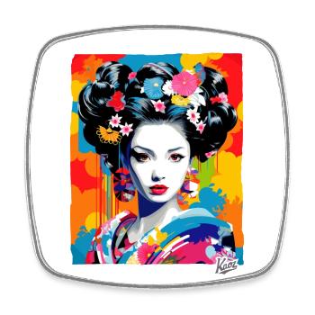 Fantastique Geisha japonaise colorée - Magnet carré - blanc - Devant