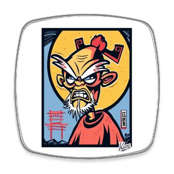 Vieux Dessin Animé Japonais En Colère Grand-Père Samouraï - Magnet carré - blanc - Devant