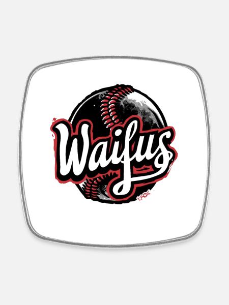 Waifus women's baseball team - Square fridge magnet - white