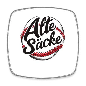 Baseball-Parodie-Team: Alte Säcke - Viereckiger Kühlschrankmagnet - Weiß - Vorne
