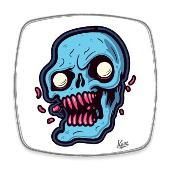 abstrakter blauer Totenkopf - Viereckiger Kühlschrankmagnet - Weiß - Vorne