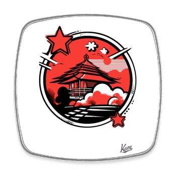 Japans Japanischer Shinto-Pagoden-Tempel - Viereckiger Kühlschrankmagnet - Weiß - Vorne