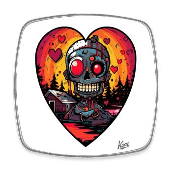 Ein Herz für Camping-Sumpf-Cyborg-Roboter - Viereckiger Kühlschrankmagnet - Weiß - Vorne