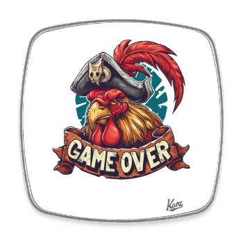 Rooster Pirate : Le jeu est terminé, le jeu est terminé - Magnet carré - blanc - Devant