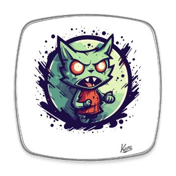 Cooler Cartoon einer genervten Wut-Katze - Viereckiger Kühlschrankmagnet - Weiß - Vorne
