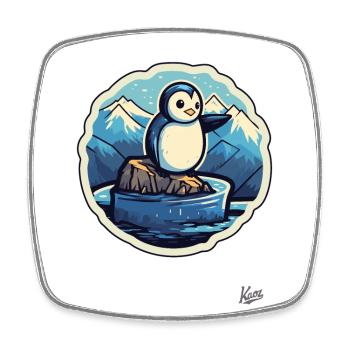Niedlicher kleiner Pinguin auf einer Eisscholle - Square fridge magnet - white - Front