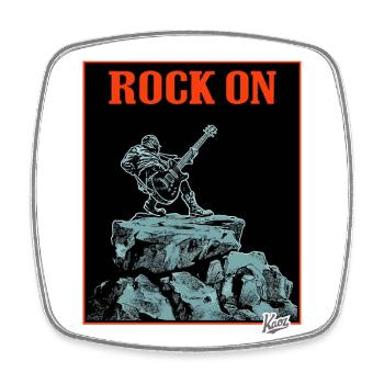 Music of Rock: On a Rock with Guitar - Square fridge magnet - white - Front