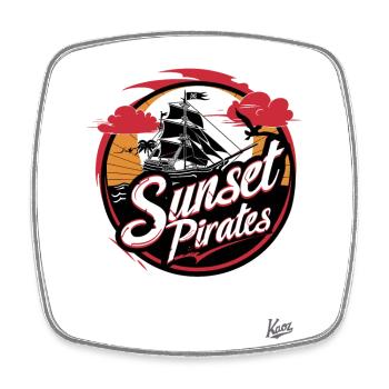 Le bateau des pirates du coucher du soleil : Voile - Magnet carré - blanc - Devant