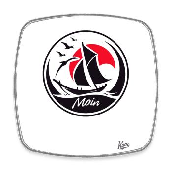 Say hello and sail by boat - Square fridge magnet - white - Front