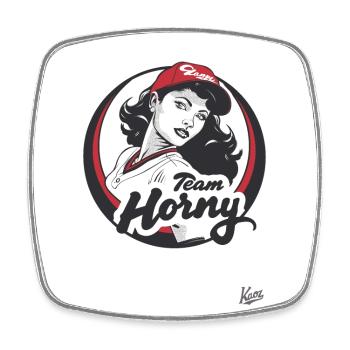 Team Horny baseball player - Square fridge magnet - white - Front