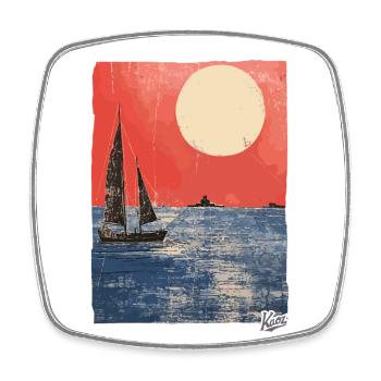 Sonnenuntergang und Segelboot im Ozean - Viereckiger Kühlschrankmagnet - Weiß - Vorne
