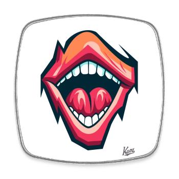 Bouche hurlante : Design pour crier beau ! - Magnet carré - blanc - Devant
