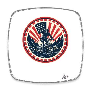 Sternen Streifen Patriot: Mountainbiker - Square fridge magnet - white - Front