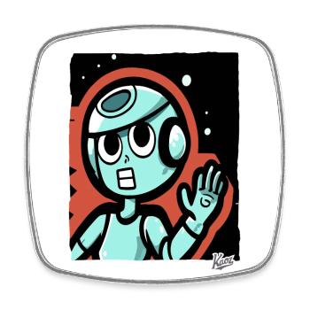 The Silence of Space: Funny Astronaut Cartoon - Viereckiger Kühlschrankmagnet - Weiß - Vorne