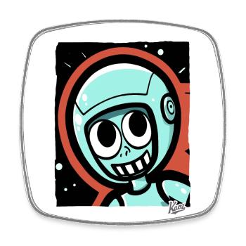 Funny Astronaut Explorer Cartoon - Viereckiger Kühlschrankmagnet - Weiß - Vorne