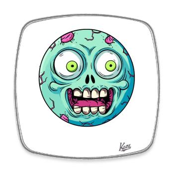 Lustig Verrücktes Monster Gesicht und große Augen - Viereckiger Kühlschrankmagnet - Weiß - Vorne