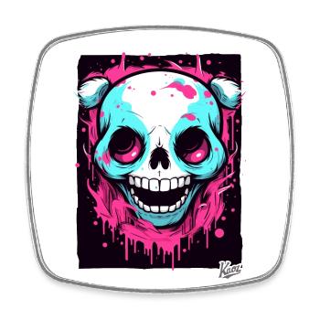 Flauschig, glücklich, unheimlich Tier-Totenkopf - Viereckiger Kühlschrankmagnet - Weiß - Vorne