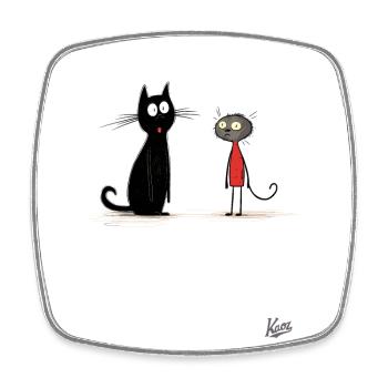 A wild cat and a civilized cat - Square fridge magnet - white - Front