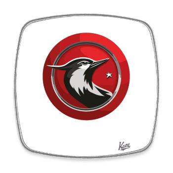 Cooles Design: Specht, der Holz-Vogel - Viereckiger Kühlschrankmagnet - Weiß - Vorne