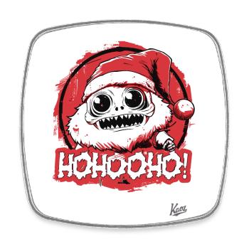 HoHoHo! Cartoon Monster Santa Claus - Square fridge magnet - white - Front