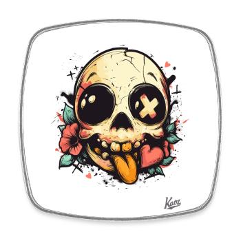 Crâne mignon, drôle, coquin - Magnet carré - blanc - Devant