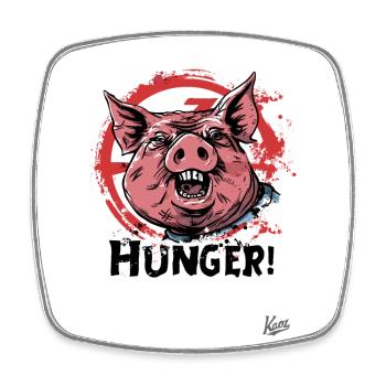 Fettes Schwein: Hunger! - Viereckiger Kühlschrankmagnet - Weiß - Vorne