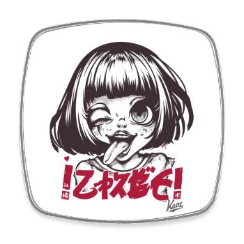 Fake-Kanji: Süß, Gruselig und Frech - Viereckiger Kühlschrankmagnet - Weiß - Vorne