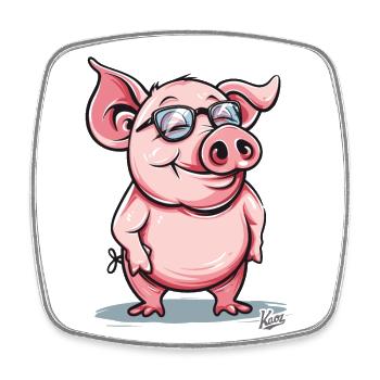 Ein Schlaues Schwein - Viereckiger Kühlschrankmagnet - Weiß - Vorne