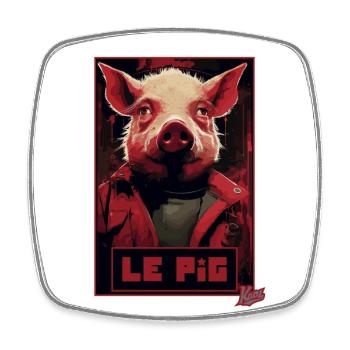 Fake Movie Poster of Le Pig: When Pigs Fly - Square fridge magnet - white - Front