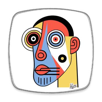 Cubisme abstrait Art d’un homme des cavernes - Magnet carré - blanc - Devant