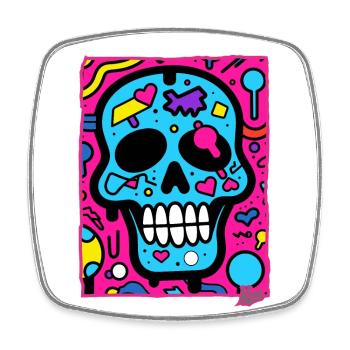 Tout simplement cool : crâne pop art avec une touche d’originalité - Magnet carré - blanc - Devant