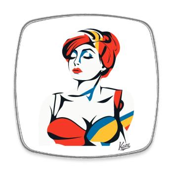 Abstract Art Portrait of a Woman - Square fridge magnet - white - Front