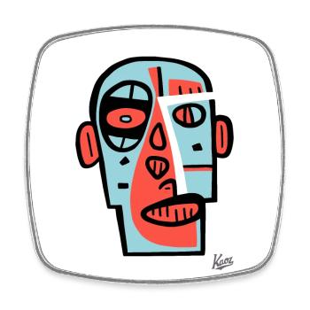 Art du cubisme abstrait : un portrait de visage - Magnet carré - blanc - Devant