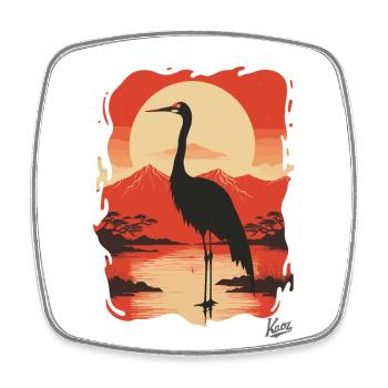 Grue japonaise : une mode légère comme une plume - Magnet carré - blanc - Devant