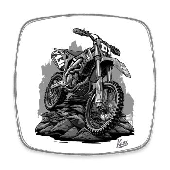 Dirt Bike Motocross: Dust, Sweat and Chain Oil - Square fridge magnet - white - Front