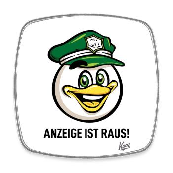 Deutscher Vogel Beamter, Anzeige ist raus - Viereckiger Kühlschrankmagnet - Weiß - Vorne