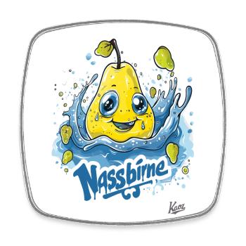 Funny Water Wet Pear : Une poire mouillée - Magnet carré - blanc - Devant