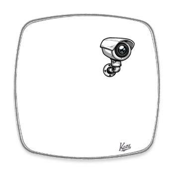 Caricature d’une petite caméra de sécurité - Magnet carré - blanc - Devant