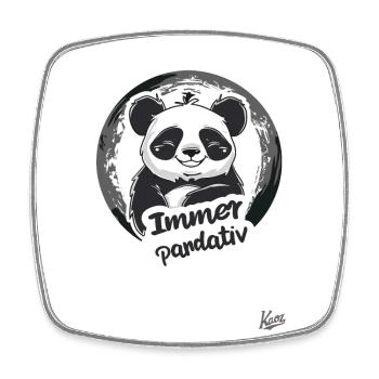 Lustiger positiver Panda: Immer pandativ bleiben - Viereckiger Kühlschrankmagnet - Weiß - Vorne