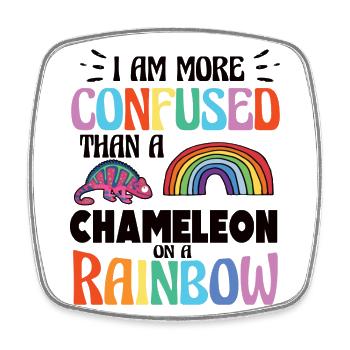 I'm more confused than a chameleon - Square fridge magnet - white - Front
