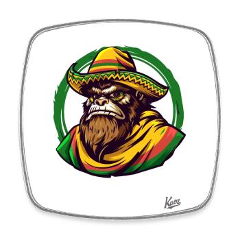 Sasquatch Bigfoot mexicain avec sombrero - Magnet carré - blanc - Devant