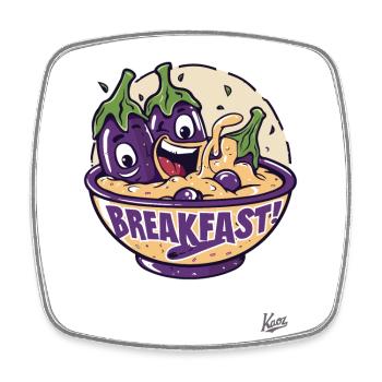 cooles Frühstück und fröhliche Auberginen - Viereckiger Kühlschrankmagnet - Weiß - Vorne