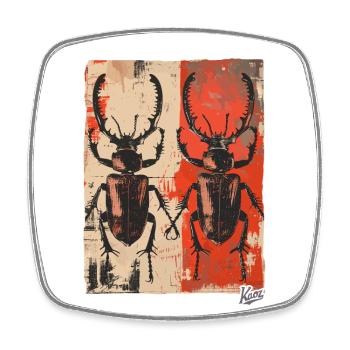 Jumeaux du gros coléoptère cerf-volant - Magnet carré - blanc - Devant