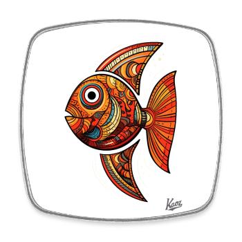Gros, cool et drôle de poisson corail - Magnet carré - blanc - Devant