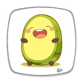Lustige Glückliche Lachende Avocado - Viereckiger Kühlschrankmagnet - Weiß - Vorne