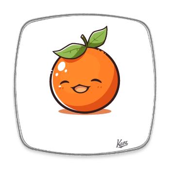 Happy, Cute, Smile, Orange Fruit - Square fridge magnet - white - Front