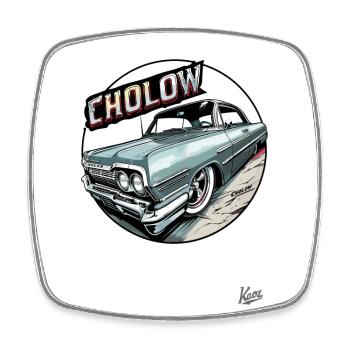Cholow Klassiker: Oldtimer Lowrider-Auto - Viereckiger Kühlschrankmagnet - Weiß - Vorne