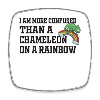 I'm more confused than a chameleon - Square fridge magnet - white - Front